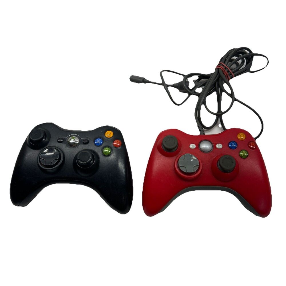 LOT of 2 XBOX controllers red & Black‎ - UNTESTED